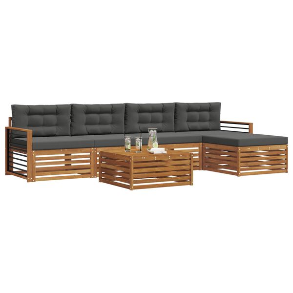 vidaXL Z&aacute;hradn&aacute; s&uacute;prava gaučov s vank&uacute;&scaron;om 6 pcs Pr&iacute;rodn&aacute; a antracitov&aacute;