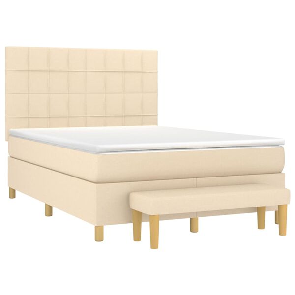vidaXL Posteľn&yacute; r&aacute;m boxspring s matracom kr&eacute;mov&yacute; 140x200 cm l&aacute;tka