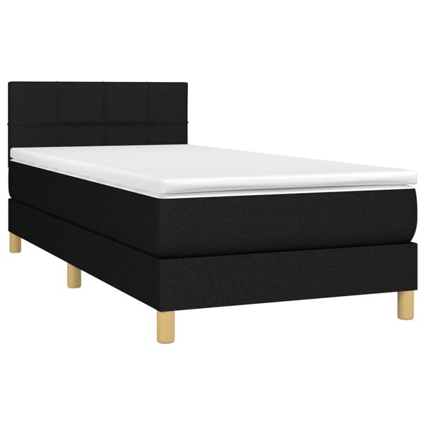 vidaXL Posteľn&yacute; r&aacute;m boxspring s matracom čierny 90x190 cm l&aacute;tka