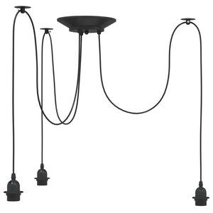vidaXL Z&aacute;vesn&aacute; lampa s 3 obj&iacute;mkami E27 čierna kovov&aacute;