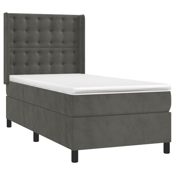 vidaXL Posteľn&yacute; r&aacute;m boxspring s matracom tmavosiv&yacute; 80x200 cm zamat