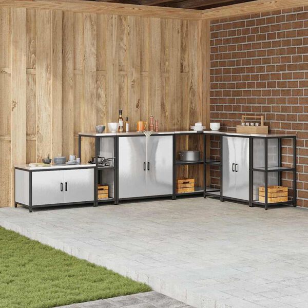 vidaXL Úložisko v kuchyni s poličkou Strieborná 60 x 50 x 92 cm Oceľ