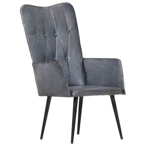 vidaXL Kreslo wingback siv&eacute; prav&aacute; koža
