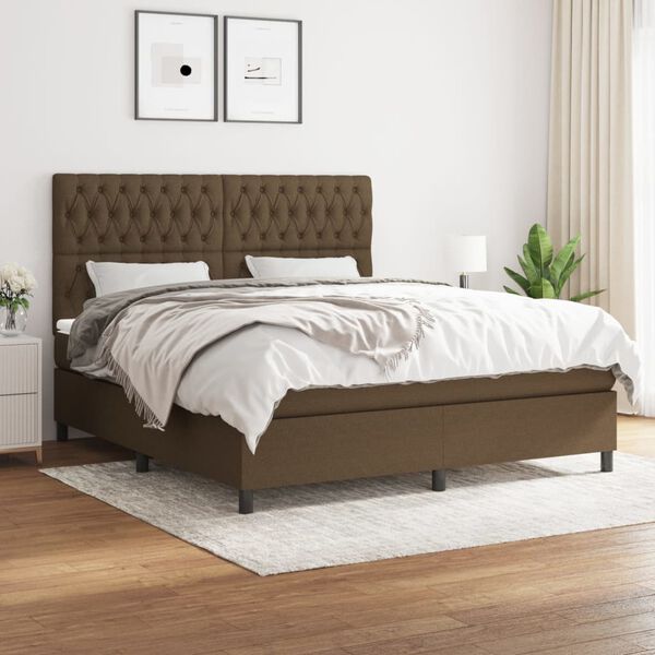 vidaXL Boxspring posteľ s matracom tmavohned&aacute; 180x200 cm l&aacute;tka