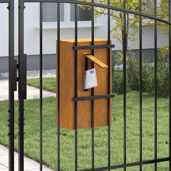 vidaXL poštová schránka Hrdzavý 30 x 23 x 55 cm