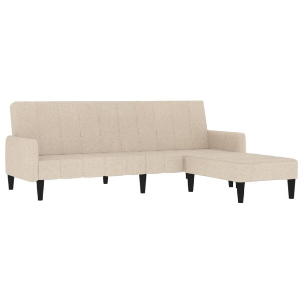 vidaXL 2-miestna rozkladacia pohovka s podnožkou kr&eacute;mov&aacute; mikrovl&aacute;kno