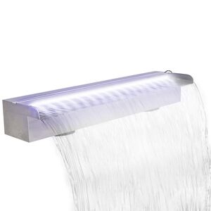 Obdĺžnikov&aacute; baz&eacute;nov&aacute; font&aacute;na/vodop&aacute;d s LED, nehrdzavej&uacute;ca oceľ 60 cm