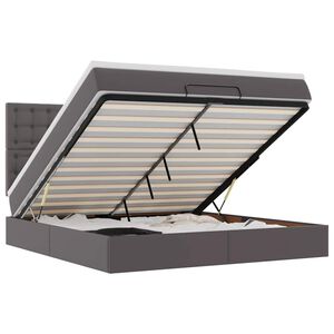 vidaXL Osmansk&yacute; r&aacute;m postele s matracom siv&aacute; 180x200 cm umel&aacute; koža