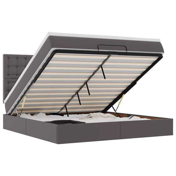 vidaXL Osmanský rám postele s matracom sivá 180x200 cm umelá koža