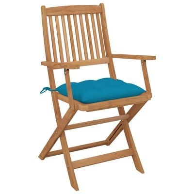 vidaXL Skladacie záhradné stoličky so sedákmi 6 ks akáciový masív