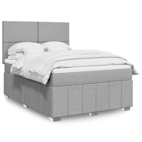 vidaXL Boxspring posteľ s matracom bledosiv&aacute; 140x200 cm l&aacute;tka