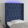 vidaXL Čelo postele s LED modr&eacute; 83x16x118/128 cm l&aacute;tka
