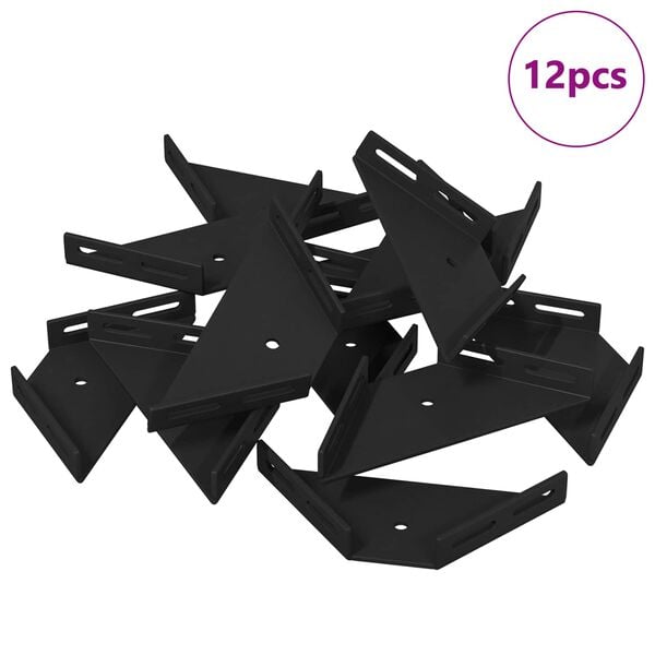 vidaXL Rohov&yacute; držiak 12 pcs Čierna 138,5 x 50,5 x 16 mm Železo