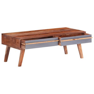 vidaXL Konferenčný stolík sivý 110x50x40 cm masívne sheeshamové drevo