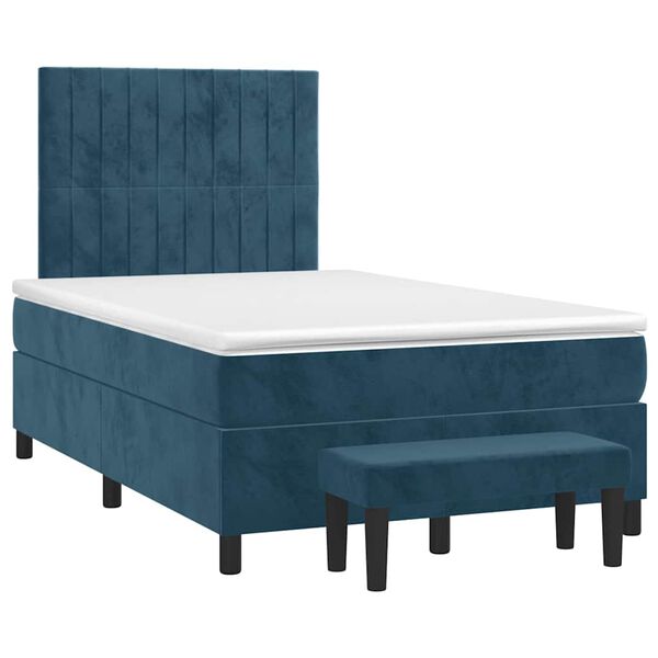 vidaXL Boxspring posteľ s matracom, tmavomodr&aacute; 120x190 cm, zamat