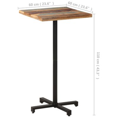 vidaXL Bistro stôl štvorcový 60x60x110 cm masívne recyklované drevo