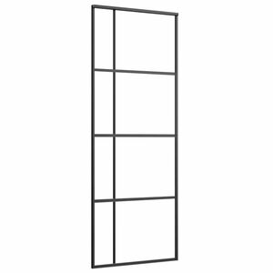vidaXL Posuvn&eacute; dvere nepriehľadn&eacute; ESG sklo a hlin&iacute;k 76x205 cm čierne