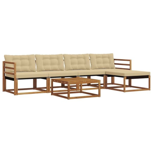 vidaXL Z&aacute;hradn&aacute; s&uacute;prava gaučov s vank&uacute;&scaron;om 6 pcs Pr&iacute;rodn&aacute; a b&eacute;žov&aacute;