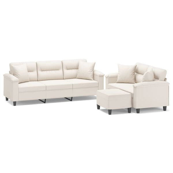 vidaXL 3-dielna sedacia s&uacute;prava s vank&uacute;&scaron;mi b&eacute;žov&aacute; mikrovl&aacute;kno