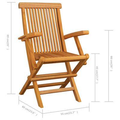 vidaXL Záhradné stoličky, antracitové podložky 3 ks, tíkový masív
