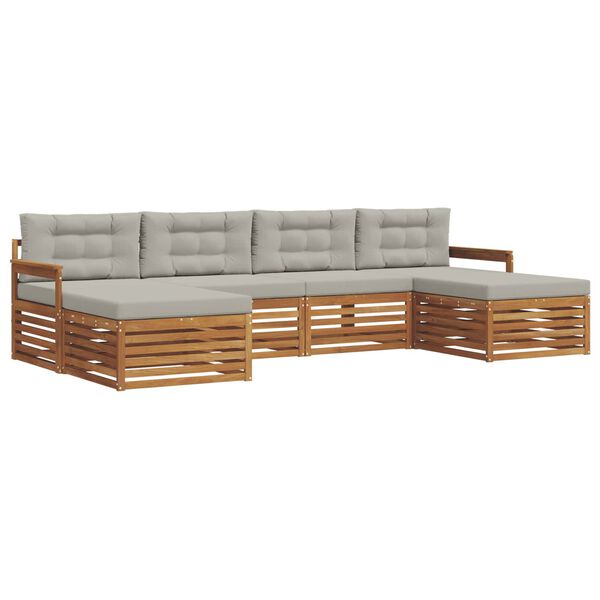 vidaXL S&uacute;pravy pohoviek s vank&uacute;&scaron;om 6 pcs Pr&iacute;rodn&aacute; a svetlosiv&aacute;