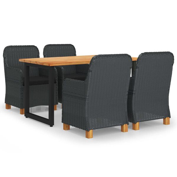 vidaXL 5-dielny z&aacute;hradn&yacute; jed&aacute;lensk&yacute; set s vank&uacute;&scaron;mi polyratan tmavosiv&yacute;