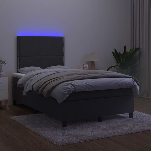 vidaXL Boxspring posteľ s matracom a LED, čierna 120x190 cm, zamat