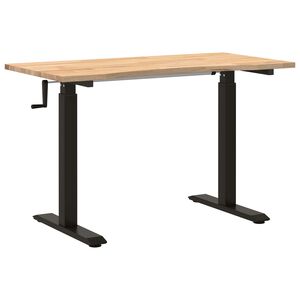 vidaXL St&ocirc;l Čierna a pr&iacute;rodn&aacute; 120 x 60 cm Mas&iacute;vne dubov&eacute; drevo