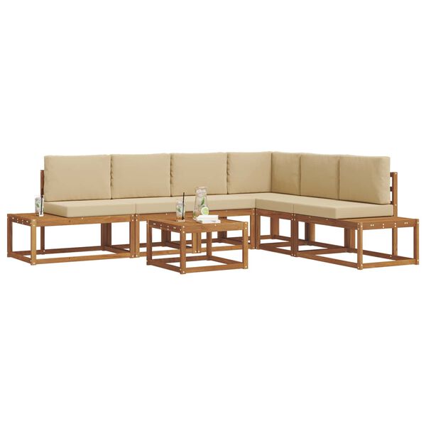 vidaXL Z&aacute;hradn&aacute; s&uacute;prava gaučov s vank&uacute;&scaron;om 7 Kus Pr&iacute;rodn&aacute; a b&eacute;žov&aacute;