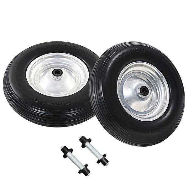 vidaXL Kolesá na fúrik z PU s nápravami 2 ks 4.00-8 390 mm