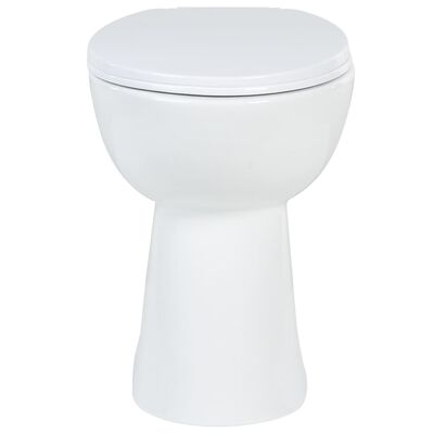vidaXL Vysoké bezokrajové WC s jemným zatváraním o 7 cm vyššie keramické biele