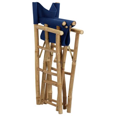 vidaXL Skladacie režisérske stoličky 2 ks modré bambus a látka