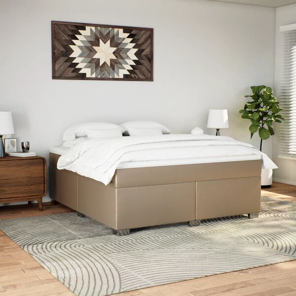 vidaXL Boxspring posteľ s matracom kapuč&iacute;nov&aacute; 180x200 cm umel&aacute; koža