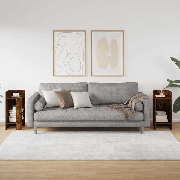 vidaXL Bočn&eacute; stol&iacute;ky 2 ks s policou tmav&yacute; dub 25,5x27x60 cm