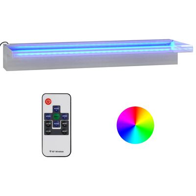 vidaXL Vodopádový prepad s RGB LED diódami nehrdzavejúca oceľ 60 cm