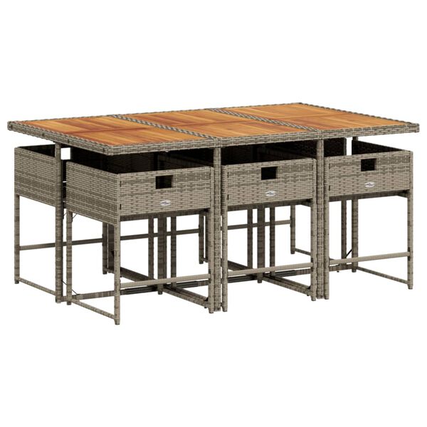 vidaXL 7-dielna z&aacute;hradn&aacute; jed&aacute;lensk&aacute; sada s podložkami siv&aacute; polyratan