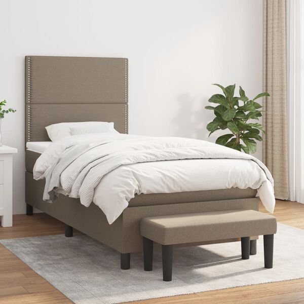 vidaXL Boxspring posteľ s matracom sivohned&yacute; 100x200 cm l&aacute;tka