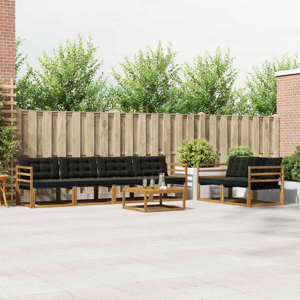 vidaXL Z&aacute;hradn&aacute; s&uacute;prava gaučov s vank&uacute;&scaron;om 7 pcs Pr&iacute;rodn&aacute; a čierna