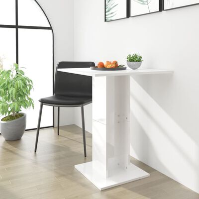 vidaXL Bistro stolík, lesklý biely 60x60x75 cm, kompozitné drevo