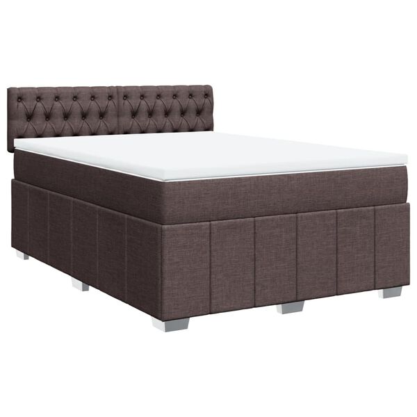 vidaXL Boxspring posteľ s matracom tmavohned&aacute; 140x200 cm l&aacute;tka