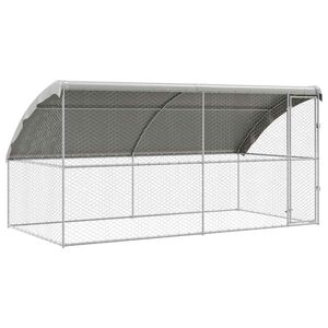 vidaXL Ps&iacute; kennel 2 pcs Strieborn&aacute; 4 x 2 x 2 m Pozinkovan&aacute; oceľ