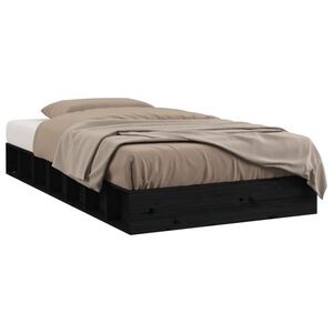 vidaXL Posteľn&yacute; r&aacute;m čierny 75x190 cm mal&eacute; jednol&ocirc;žko mas&iacute;vne drevo