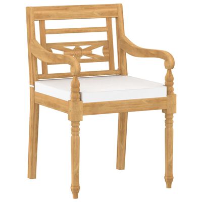 vidaXL Batavia stoličky so sedákmi 6 ks masívne teakové drevo