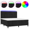 vidaXL Posteľ boxsping s matracom a LED čierna 180x200 cm zamat