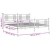 vidaXL Kovov&yacute; r&aacute;m postele s čelom a podnožkou biely 200x200 cm