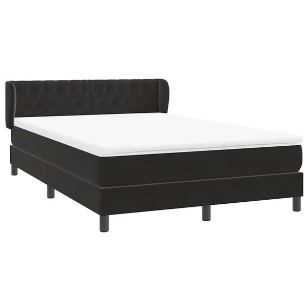vidaXL Posteľn&yacute; r&aacute;m boxspring s matracom čierny 160x210 cm zamat