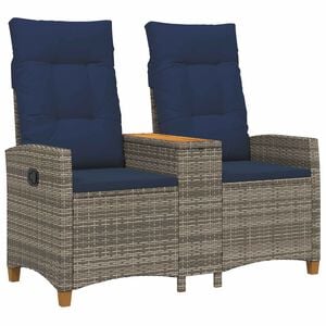 vidaXL Hojdačka s tabletou 2 -Seater 126 x 65 x 112 cm polyratan
