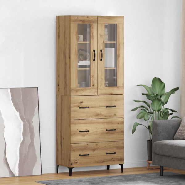 vidaXL Highboard Remeseln&yacute; dub 69,5 x 34 x 180 cm Kompozitn&eacute; drevo