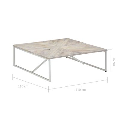 vidaXL Konferenčný stolík 110x110x36 cm masívne mangovníkové drevo