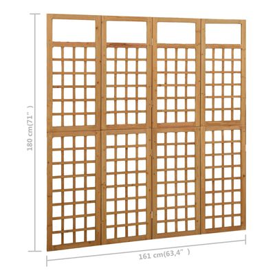 vidaXL 4-panelový paraván/mriežka masívne jedľové drevo 161x180 cm